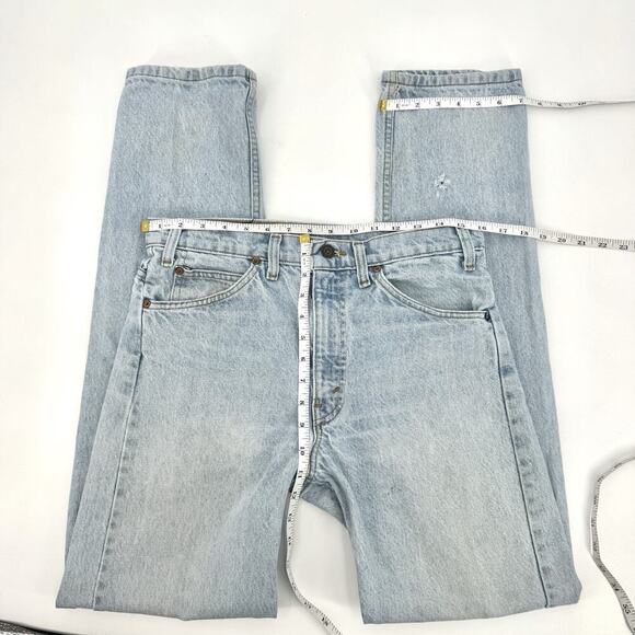 Levis 505 VTG 1992 Faded WORN Blue Jeans Straight 32x34 1990s Distressed Light - Picture 6 of 14